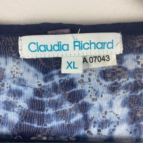 CLAUDIA Richard Tie Dye Boho Floral Lace Blouse XL Blue - Picture 10 of 11